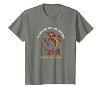 Disney Mulan Mushu Dragon Not Lizard Portrait Camiseta, Niños, Verde militar jaspeado, 12 años