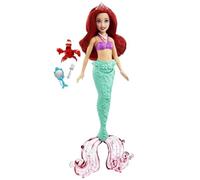 Disney Muñeca Ariel, La Sirenita, Historias del Mar de 28 cm con Sebastián y Varios Accesorios de Princesas Original Mattel HLW35 - niños a Partir de 3 años
