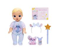 Disney Muñeca bebé Darlings Stitch Feature con Cabello Rubio, Oficial de Jakks Pacific, con Luces mágicas Brillantes, Incluye Varita, Botella de Polvo de Hadas, Diadema y Certificado de Nacimiento.