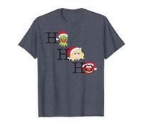 Disney Muppets Kermit Miss Piggy and Animal Holiday Camiseta, Hombre, Azul Jaspeado, S