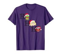 Disney Muppets Kermit Miss Piggy and Animal Holiday Camiseta, Hombre, Morado, S