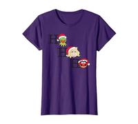 Disney Muppets Kermit Miss Piggy and Animal Holiday Camiseta, Mujer, Morado, S