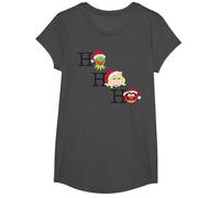 Disney Muppets Kermit Miss Piggy and Animal Holiday Camiseta, Niñas, Jaspeado Oscuro, XS
