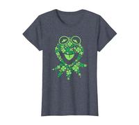 Disney Muppets Kermit the Frog in Clovers St Patrick’s Day Camiseta, Mujer, Azul Jaspeado, XS