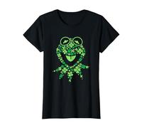 Disney Muppets Kermit the Frog in Clovers St Patrick’s Day Camiseta, Mujer, Negro, L