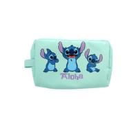 Disney - Neceser Aloha Stitch - Azul turquesa - Tamaño mediano con asa lateral - Ideal para viajes o día a día - Accesorio oficial Lilo & Stitch - Regalo fans Disney - Niños y adultos