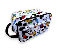 Disney Neceser Mickey Mouse Minnie Donald y Pluto. Gran Capacidad - con Asa Lateral y 2 Bolsillos. 25 x 16 x 13 cm. Multicolor con Fondo Blanco