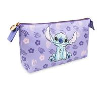Disney Neceser Mujer Cosméticos Estuche Neceser Maquillaje Makeup Bag Bolsa de Aseo Mujer Viaje Accesorios Mickey Lilo y Stitch Regalos Niña Chica Adolescente Mujer (Morado)