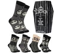 Disney Nightmare Before Christmas Calcetines Hombre Divertidos, Pack de 5, Jack Skellington Regalo Original Hombre o Adolescente (41/46 EU, Negro Jack Skellington)