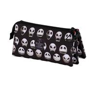 Disney Nightmare Before Christmas Face - Estuche Triple para lápices, Negro, 23 x 11 cm