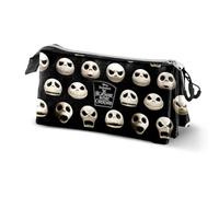 Disney Nightmare Before Christmas Face - Estuche Triple para lápices, Negro, 23 x 11 cm