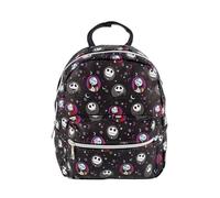 Disney Nightmare Before Christmas Jack & Sally - Mochila pequeña de poliuretano de 10 pulgadas, Negro -, S, Mochila