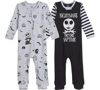 Disney Nightmare Before Christmas Jack Skellington Baby Boys 2 Pack Footed Coveralls 0-3 Months White/Black