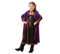 Rubies Disfraz Anna Frozen 2 para niña, Vestido Oficial de Anna de Frozen en color violeta, negro, cobre y dorado, y capa con detalles en purpurina para halloween, navidad, carnaval y cumpleaños