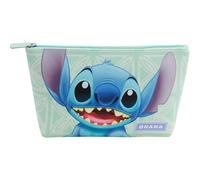 Disney Ohana - Neceser de maquillaje para mujer, pequeño, organizador de cosméticos con cremallera, color azul