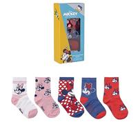 Disney Pack Calcetines de Minnie - Colores Azul, Rosa, Rojo y Blanco - 5 Pares - Talla 31 a 34 - Calcetines Largos Fabricados con Algodón, Poliéster y Elastano - Producto Original Diseñado en España