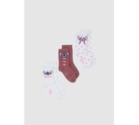 DISNEY, Pack De Tres Calcetines Para Niña En Mezcla De Algodón Multicolor Con Estampado De Stitch, Niña, Blanco/marrón, Talla: 37/39