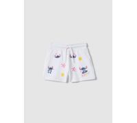 DISNEY, Pantalones Cortos De Niña En Algodón Blanco Puro Regular Fit Con Stitch, Niña, Blanco óptico, Talla: 5-6