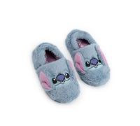 Disney Pantuflas azules sin cordones Lilo & Stitch para niña | Calzado cómodo para estar en casa con carita de personaje esponjosa