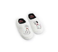 Disney Pantuflas blancas de mujer de 101 Dálmatas | Calzado cómodo y esponjoso para estar en casa cómodas con personajes icónicos | Perfectas para relajarse en casa