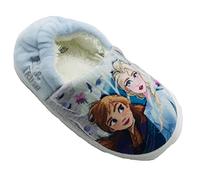 Disney Pantuflas Frozen para niñas con Elsa y Anna, azul claro, talla infantil 6-12, azul claro, 28 EU