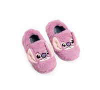Disney Pantuflas rosas de Lilo & Stitch Angel para niñas | Cómodas y esponjosas para estar en casa | Calzado de personajes relajarse | Pantuflas infantiles