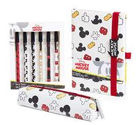Disney Papeleria Bonita Set Material Escolar y Papeleria Kawaii Cute con Libretas Bonitas Estuche Boligrafos, Regalos Niñas Mujer Mickey Minnie Igor Winnie Pooh Mandalorian (Blanco/Rojo Mickey)