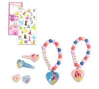Disney Paquete de 2 accesorios de princesa BFF, paquete con 12 piezas de accesorios para mejores amigos con clips, pulseras de la amistad, anillos y calcomanías | Joyería de princesa Disney
