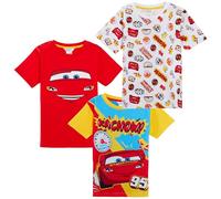 Disney Paquete de 3 Camisetas Cars para niños, Camisetas Cortas de Verano con Rayo Mcqueen