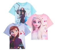Disney Paquete de 3 camisetas de Frozen para niñas, Elsa Anna, camisetas de algodón, regalo de Frozen, multicolor, 2-3 años