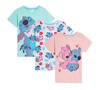 Disney Paquete de 3 camisetas de manga corta para niñas con diseño de ángel de Lilo y Stitch, multicolor, 5-6 años