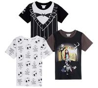 Disney Paquete de 3 camisetas para niños de El extraño mundo de Navidad, multicolor, 9-10 años