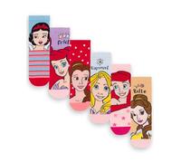 Disney Paquete de 6 calcetines Princess Girls | Calcetines multicolores para niños | Calzado Ariel Belle Rapunzel Graphic White Nieve | Cómodo juego de calcetines para niños paquete de mercancía