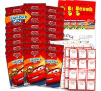 Disney Paquete de intercambio de regalos para el día de San Valentín de Cars - 24 mini libros de actividades para colorear Lightning McQueen para tarjetas escolares de San Valentín, calcomanías |