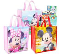 Disney Paquete económico de bolsas de Mickey Mouse, paquete con 3 bolsas de fiesta reutilizables con Mickey y Minnie Mouse con calcomanías y más