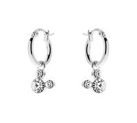 Disney - Pendientes de aro de plata con Mickey Mouse de plata y circonita, para niñas