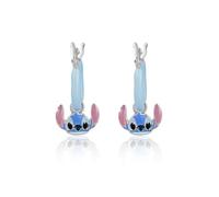 Disney Pendientes de Aro Stitch en Plata 925, con Esmalte de Colores, Colgante Stitch, Seguros y Ligeros, Aptos para Mujeres y Niñas, Listos para Regalar, Joyas Oficiales Disney