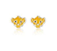 Disney Pendientes de Espiga El Rey León, en Plata 925 con Esmalte Amarillo, Aptos para Mujeres o Niñas, Listos para Regalar, Joyas Oficiales Disney
