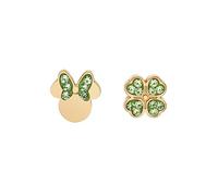 Disney Pendientes de Minnie con Trébol y Circonitas de Acero iInoxidable para Niñas, talla única