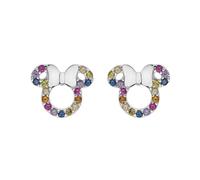 Pendientes Disney Minnie, plata de ley con circonitas multicolores para niños y niñas, joyas Disney, UNICO, Plata de ley, Circonia cúbica