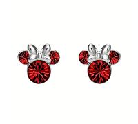 Disney Pendientes de plata de ley con piedra natal de julio de Minnie Mouse, Plata de ley