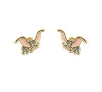 Disney Pendientes de tuerca chapados en oro con diseño de elefante volador, talla única, Latón chapado en oro, Sin piedra preciosa