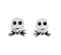 Disney Pendientes de tuerca de plata de ley con diseño de Jack Skellington de Pesadilla antes de Navidad, Plata de ley