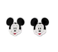 Disney Pendientes de tuerca esmaltados de plata de ley 925 con diseño de Mickey Mouse para niñas, Plata de ley