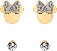 Pendientes Disney Minnie Mouse para niños, acero inoxidable, cristal de circonio, joyería Disney para niñas, talla única, Acero inoxidable, Circonia cúbica