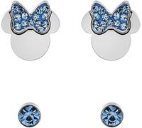 Disney Pendientes infantiles de Minnie Mouse, acero inoxidable, cristal de circonita, joyas Disney para niñas, Acero inoxidable