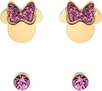Disney Pendientes infantiles de Minnie Mouse, acero inoxidable, cristal de circonita, joyas Disney para niñas, Acero inoxidable, Circonia cúbica