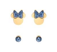 Disney Pendientes infantiles de Minnie Mouse, acero inoxidable, cristal de circonita, joyas Disney para niñas, Acero inoxidable, Circonia cúbica