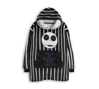 Disney Pesadilla Antes de Navidad Sudadera con Capucha para niños | Jersey con Capucha a Rayas NMBC para niños en Negro con Cara del Personaje de Jack Skellington | Mercancía de películas navideñas.