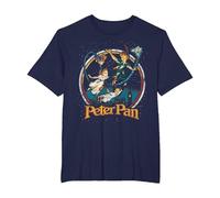 Disney Peter Pan Vintage Style Group Shot Logo Camiseta, Hombre tallas grandes, Azul Marino, 3X Alto